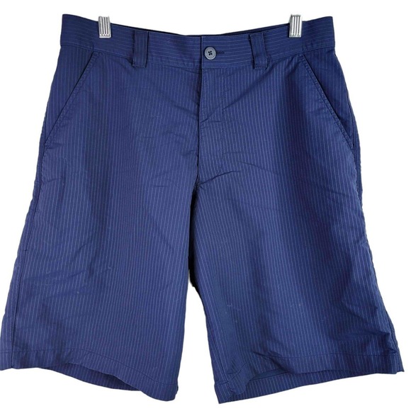 Under Armour UA Mens 34 x 11" Navy Blue Stripe Performance Golf Shorts Flat - Picture 2 of 9